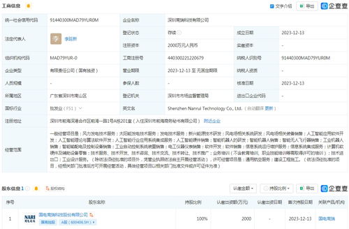 國(guó)電南瑞在深圳設(shè)立AI科技子公司，加速人工智能應(yīng)用軟件開(kāi)發(fā)